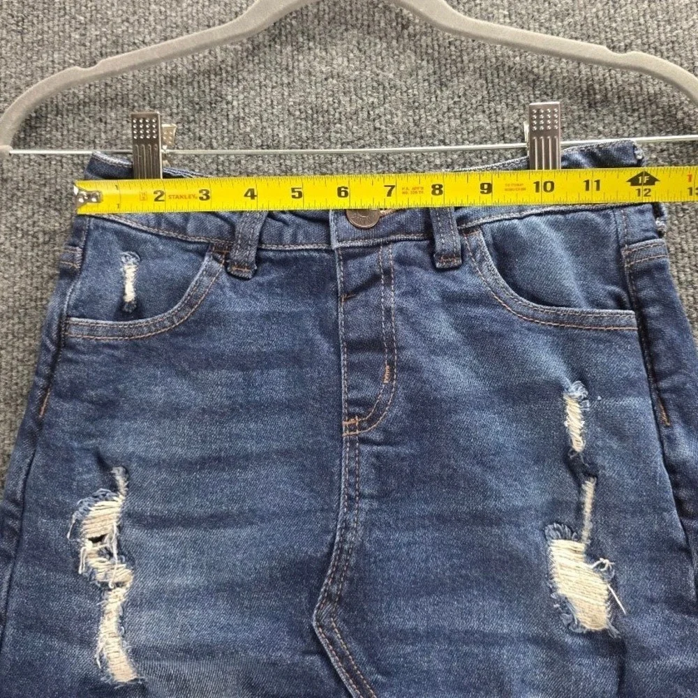 Justice Girls Dark Wash Distressed‎ Denim Skort Size 12 Frayed Raw Hem 474654